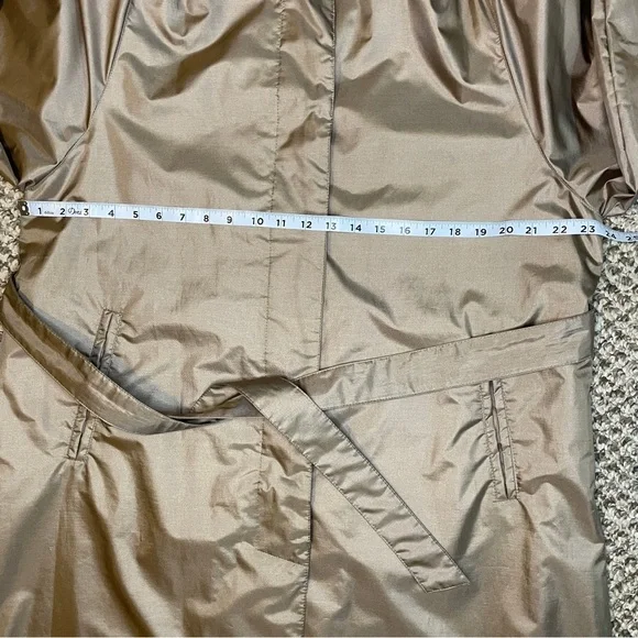 Vintage 80s Windsor Bay Belted Balloon Sleeve Trench Coat - Iridescent Champagne - Picture 6 of 16